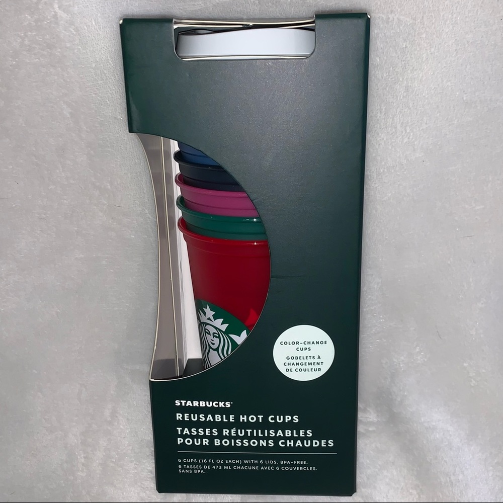 Starbucks Reusable Hot Cups Holiday Color Change Set of 6 With Lid Christmas Cup